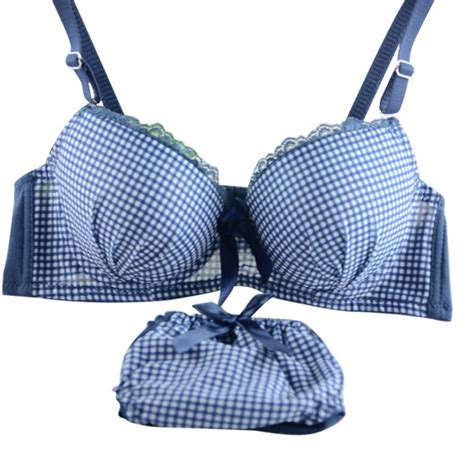 sexy women underwear lingerie plaid print push up lace bra and panties sets 32 36b ebay