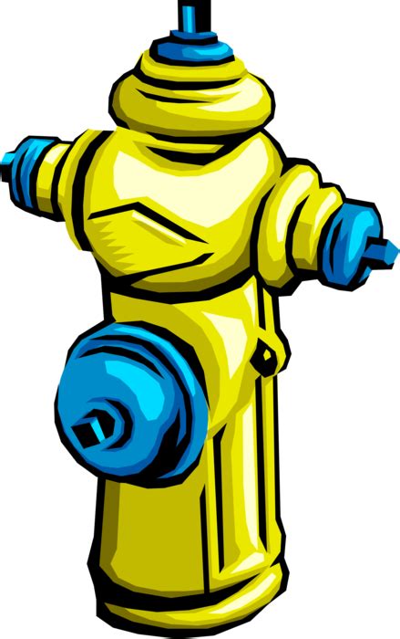 Vector Illustration Of Yellow And Blue Fire Hydrant Clipart Full Size