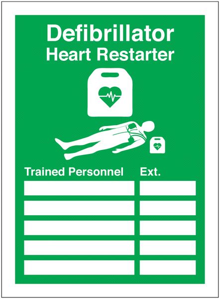 Defibrillator Update Sign Trained Personnel And Extension Seton