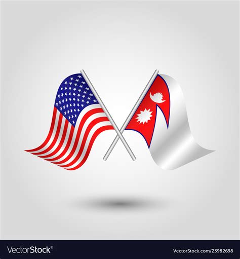 Two Crossed American And Nepalese Flags Royalty Free Vector