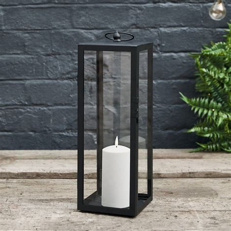 Bowen Large Black Garden Lantern With White Truglow Candle