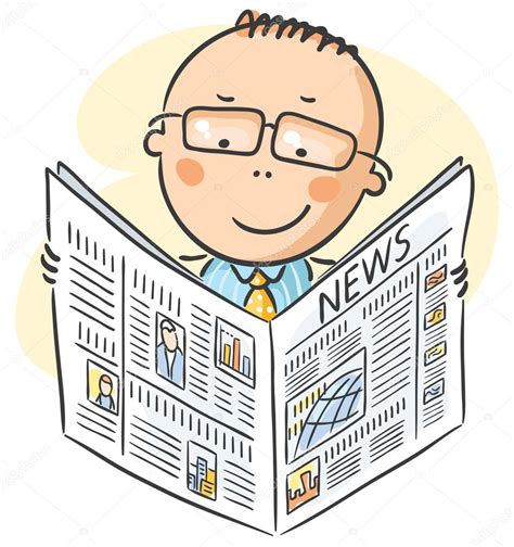 戴眼镜看报纸的男人 — 图库矢量图像© Katerinadav 54163841