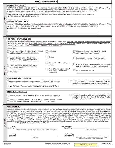 Form Mv 82 Download Fillable Pdf Or Fill Online Vehicle Registration