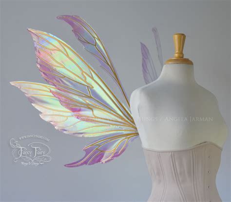 Aynia Rose Blush Painted Iridescent Fairy Wings With Gold Veins