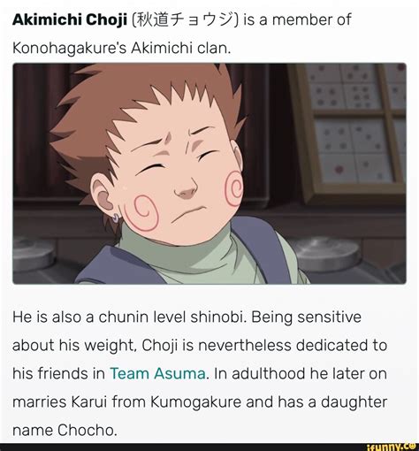 Choji Daughter Name Akimichi Choji 秋道チョウジ Is A Member Of