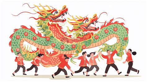 春节传统习俗舞龙活动插画图片下载 正版图片402535758 摄图网