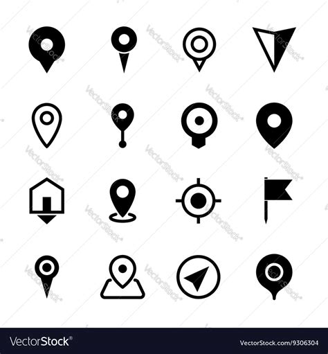 Map Location Icons Set Of 16 Pointers Symbols Vector Image