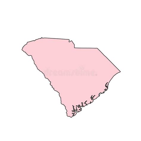 South Carolina Map Isolated On White Background Silhouette South