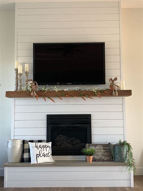 Shiplap Wall With Electric Fireplace