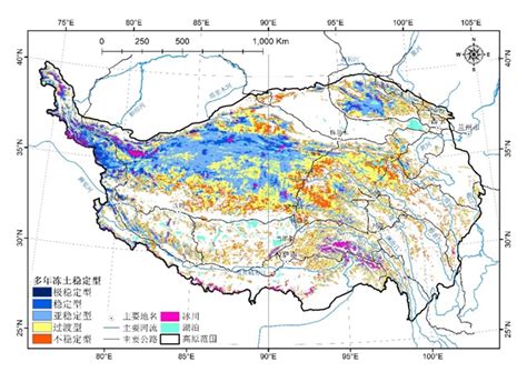 西北研究院发布青藏高原多年冻土稳定型分布图