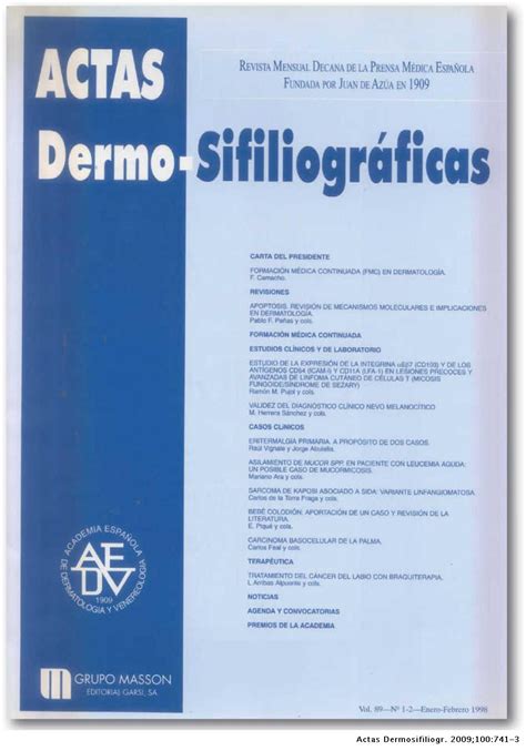 Actas Dermo Sifiliográficas 1994 1998 Actas Dermo Sifiliográficas