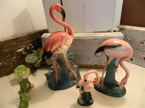 Set Of 3 Vintage Mid Century Florida Flamingo Figurines Etsy