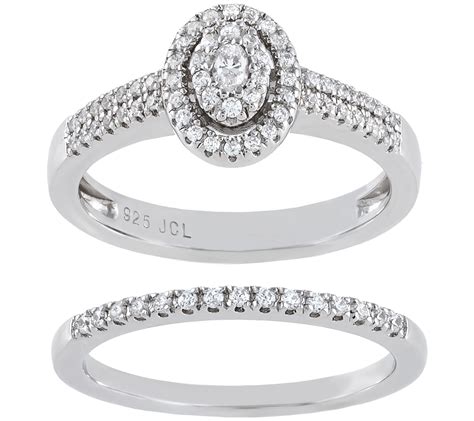 Diamonique 080 Cttw Double Halo Bridal Ring Set Sterling