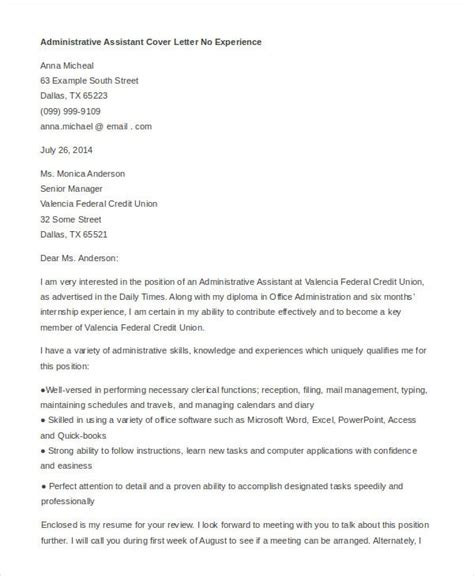 I have no professional experience but i know i can do this job very well. Administrative Assistant Cover Letter - 8+ Free Word, PDF ...