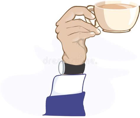 Tea Illustration Of A Hand Holding Cup Of Tea With A Wrist Watch Tied