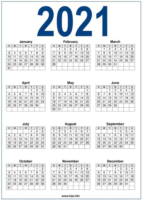 2021 Calendar Printable Free Free Download