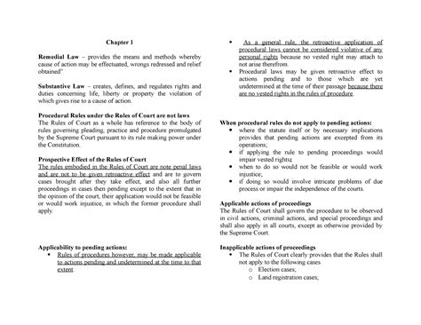 Remedial Law Midterms Chapter 1 Remedial Law Provides The Means And