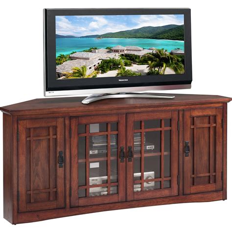 Leick Home 56 Corner Tv Stand For Tvs Up To 60 Mission Oak