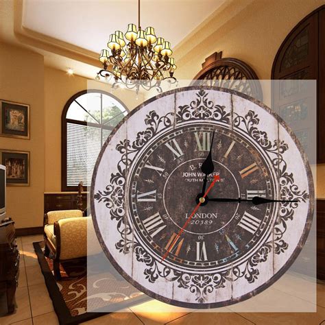 Wall Clock Silent Retro Wooden Decorative Round Wall Hours Antique