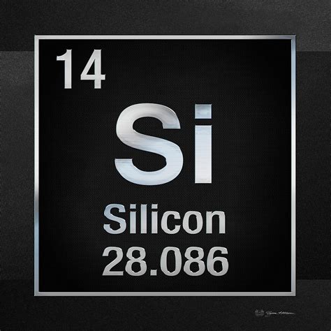 Periodic Table Of Elements Silicon Si On Black Canvas Digital Art
