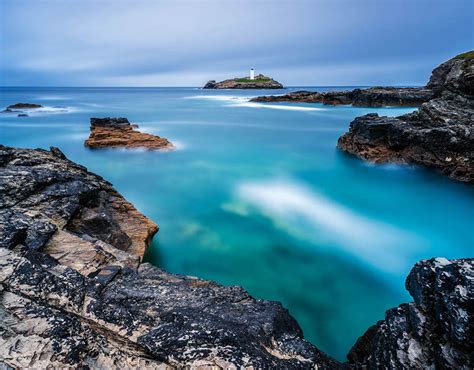Godrevy Lighthouse Cornwall Beautiful British Seascapes Pictures