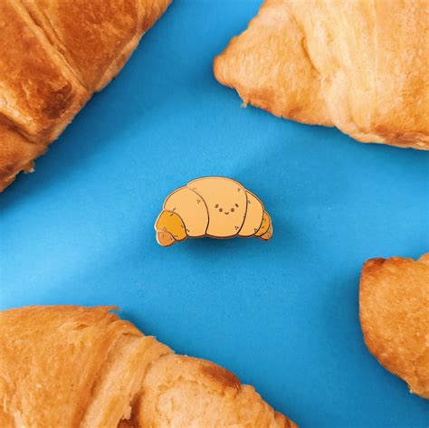 Kawaii Croissant Enamel Pin Food Pins Kawaii Enamel Pin Etsy