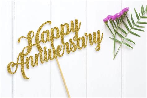 Happy Anniversary Glitter Cake Topper Centerpiece Pick Choice Of