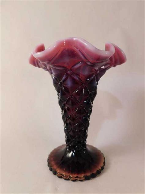 Fenton Usa Glass Plum Opalescent Vase