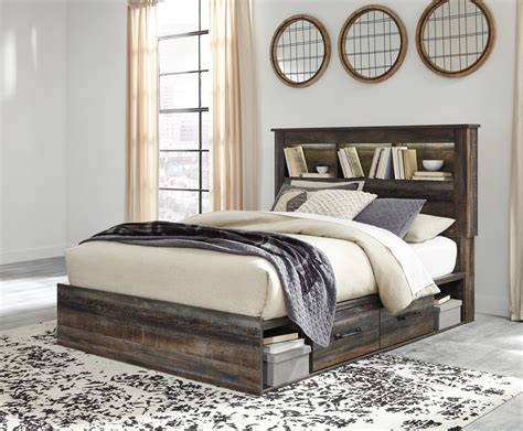 A great fit for both modern and transitional. Drystan - Queen Bookcase Bed with 4 Storage Drawers ...