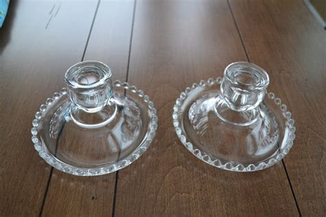 Pair Of Vintage Imperial Candlewick Clear Glass Candle Holders Etsy