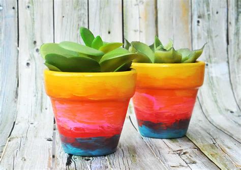 Rainbow Painted Flower Pots For Kids Or Adults Diy Candy