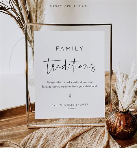 Family Traditions Sign and Card, Baby Shower, Share a Memory, Childhood