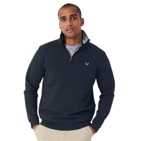 Mens Crew Clothing Classic Half Zip Sweatshirt In Navy