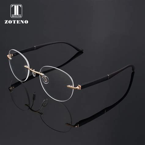 Fashion Rimless Eyeglasses Frame Brand Design Round Myopia Computer Clear Prescription Optical
