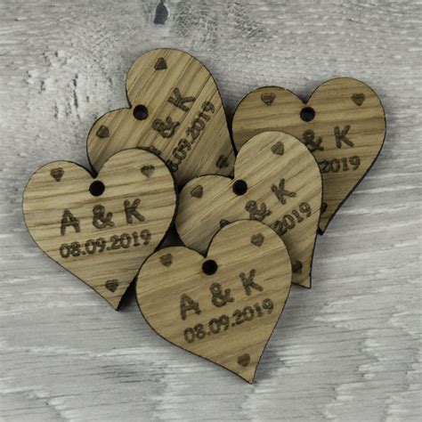 Personalised Initial Wooden Love Heart Wedding Favour Etsy