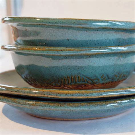 Pottery Plates And Bowls Handmade Stoneware Set By Jjpottery On Etsy