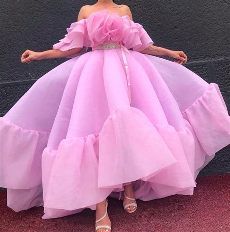 Pink Organza Silk Gown Dona Matoshi Pretty Prom Dresses Pink Prom