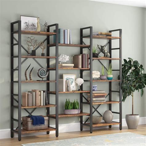 Tribesigns Triple Wide 5 Shelf Bookcase Etagere Large Open Bookshelf