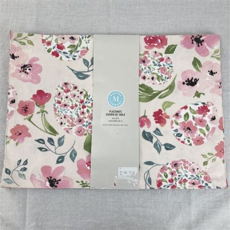 8pc Martha Stewart Pink Eggs Floral Easter Placemats And Cloth Napkins