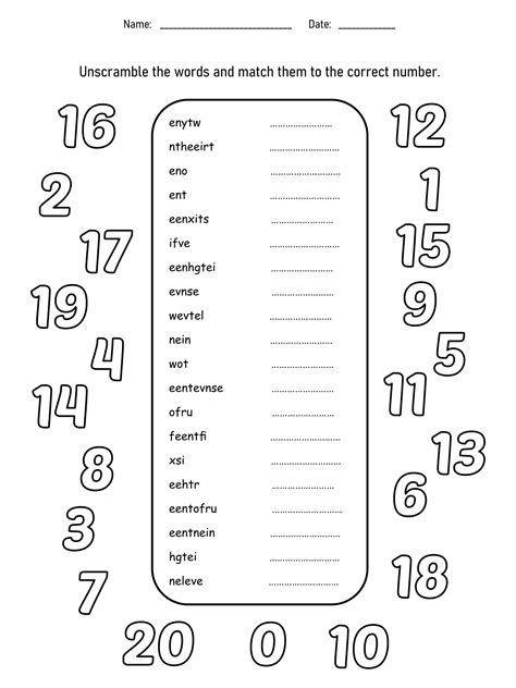 Number Words 11 20 Worksheets Tree Valley Academy Worksheets Library