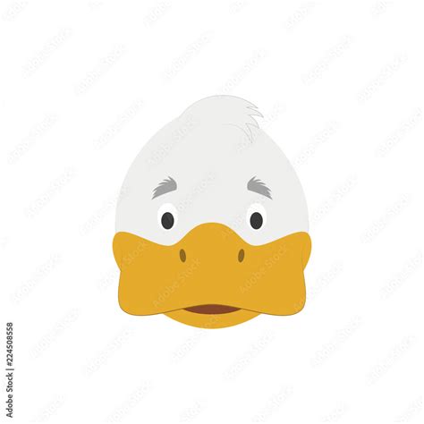 Duck Face In Cartoon Style For Children Animal Faces Vector