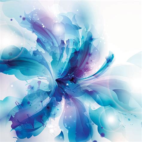 Abstract Blue Flower Extra Large Modern Digital Art