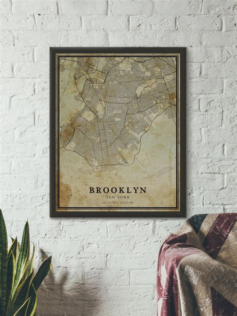 Vintage Brooklyn Map New York Vintage Style Map City Map Etsy