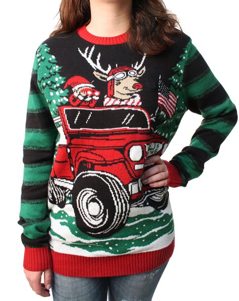Ugly Christmas Sweater Plus Size Womens How We Roll Reindeer Led Light Up Pullover Sweatshirt