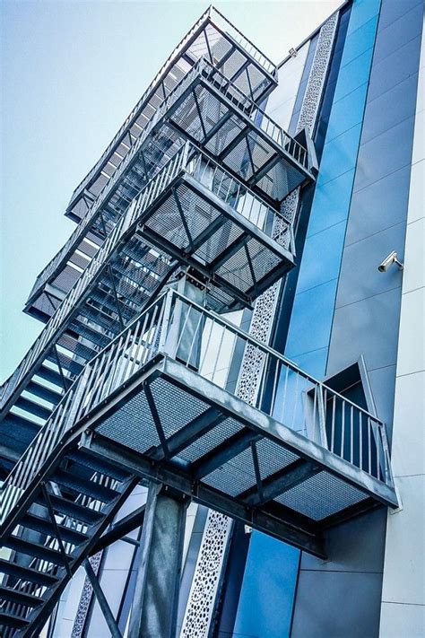 For example, if you are building stairs to go up to a deck, and you measure 3 feet (0.91 m) from the ground to the top of the deck, then this is the total rise. Starway | Fire escape, Metal stairs, Stair handrail