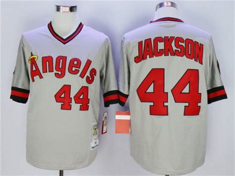 Los Angeles Angels 44 Reggie Jackson Throwback Gray Jersey