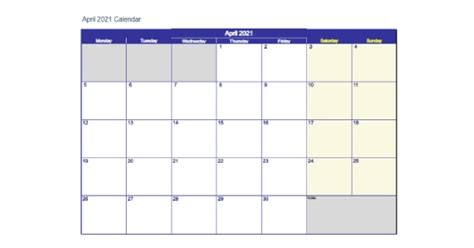 Editable April 2021 Calendar Excel 2020 Calendar