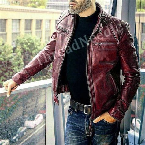 Shop Now Best Price Guaranteed Red Leather Jacket Real Men S Soft Genuine Lambskin Stylish