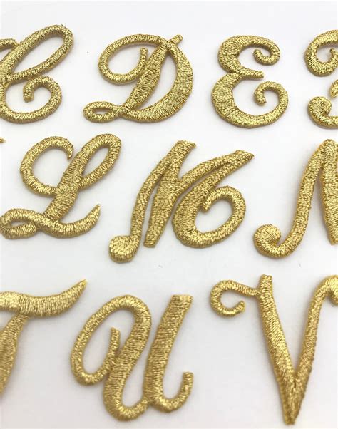 Iron On Embroidered Cursive Letters Gold Applique Craft Etsy Australia
