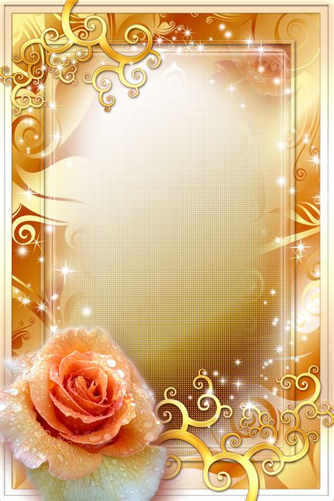 golden rose frame background marriage background golden rose frame background image
